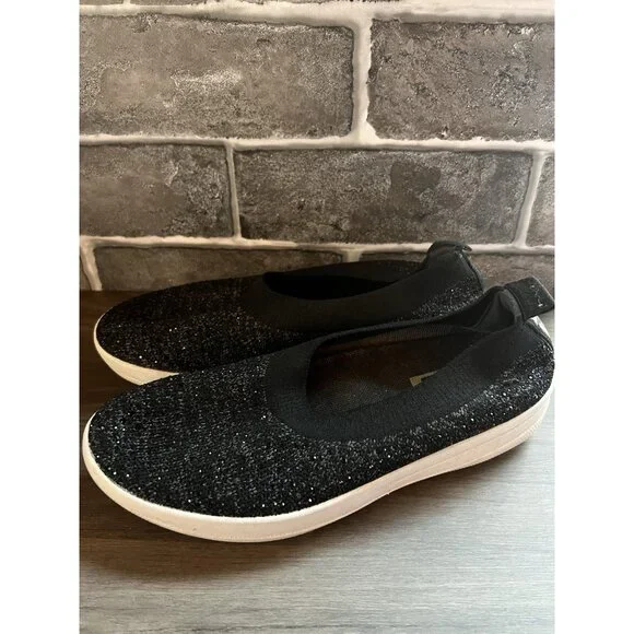 FITFLOP Uberknit Sparkle Black Slip On Flats Size  7 - Picture 8 of 13